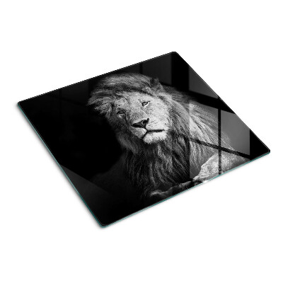 Glass kitchen board Lion in black and white