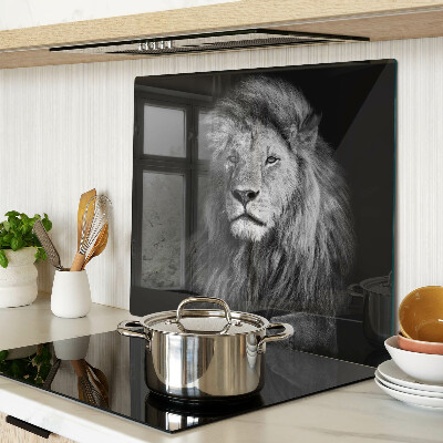 Glass kitchen board Lion in black and white
