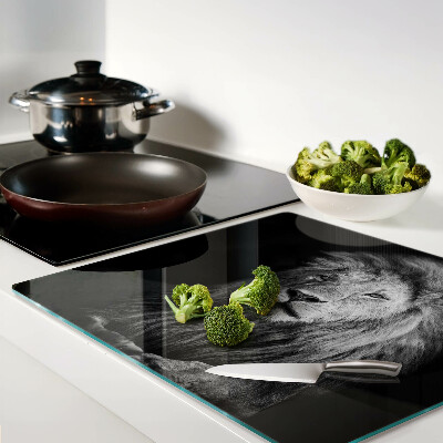 Glass kitchen board Lion in black and white