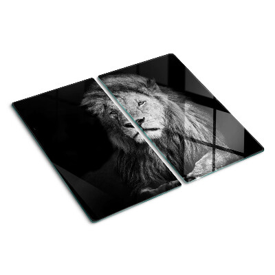 Glass kitchen board Lion in black and white