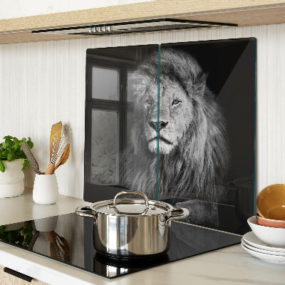 Glass kitchen board Lion in black and white