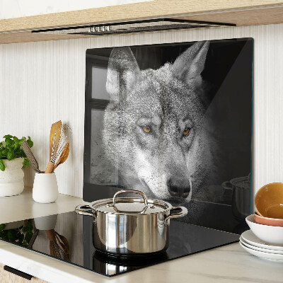 Glass chopping board Wolf in shades of gray