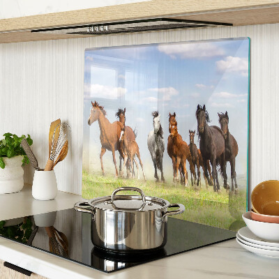 Glass chopping board Galloping horses in the meadow