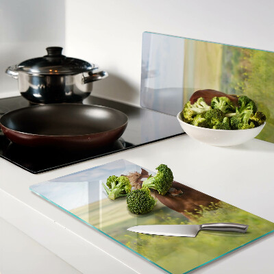 Glass kitchen board Horse in the meadow