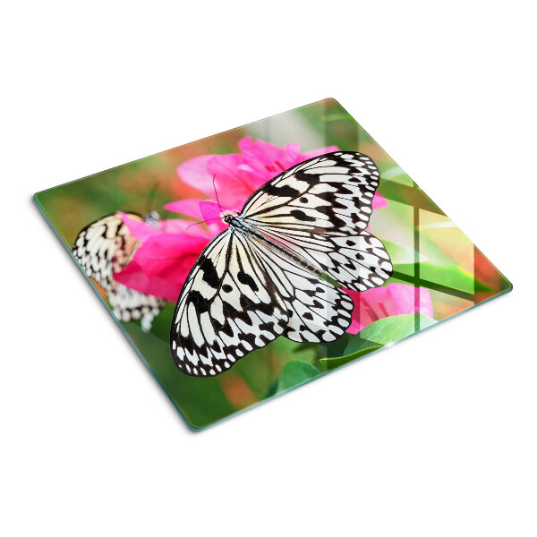 Glass chopping board Butterfly on flowers