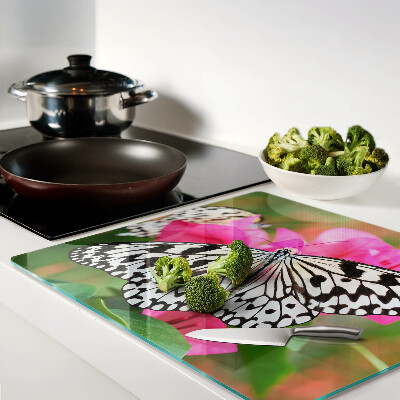Glass chopping board Butterfly on flowers