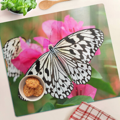 Glass chopping board Butterfly on flowers