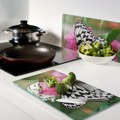 Glass chopping board Butterfly on flowers