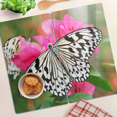 Glass chopping board Butterfly on flowers