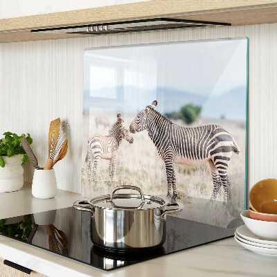 Glass chopping board Zebras in the meadow