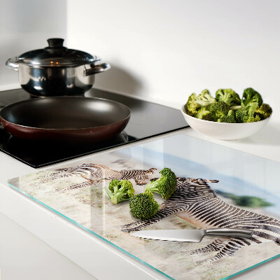 Glass chopping board Zebras in the meadow