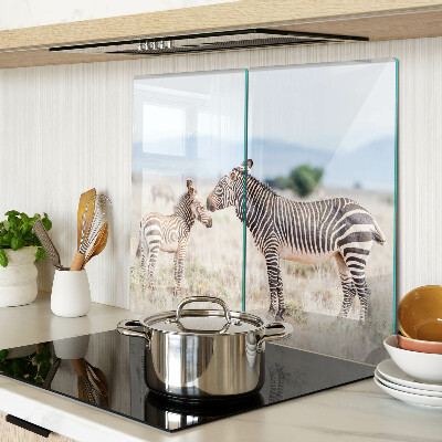 Glass chopping board Zebras in the meadow