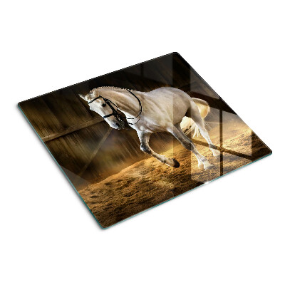 Glass chopping board A horse in motion in the stable