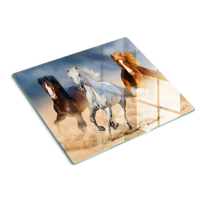 Glass kitchen board Three galloping horses