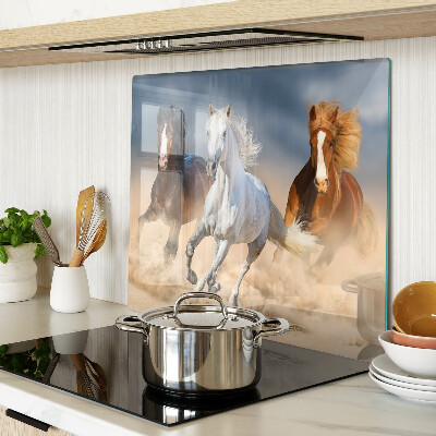 Glass kitchen board Three galloping horses