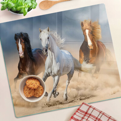 Glass kitchen board Three galloping horses