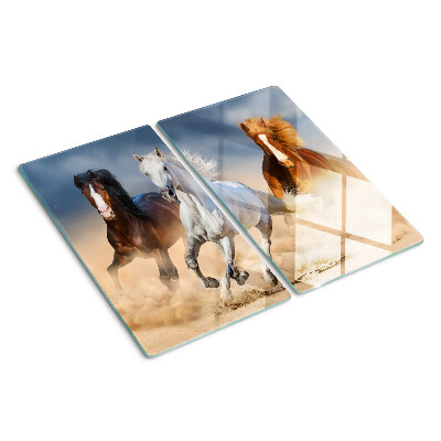 Glass kitchen board Three galloping horses