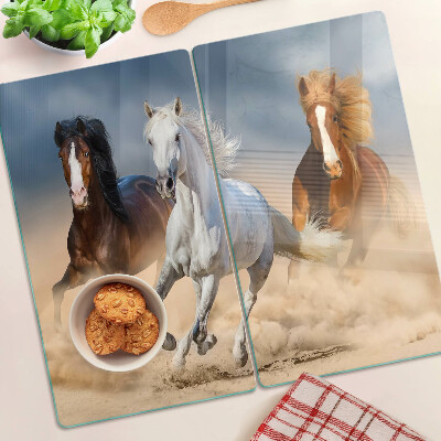 Glass kitchen board Three galloping horses