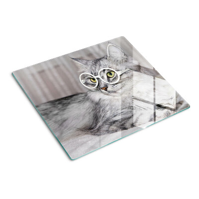Glass chopping board Cat with glasses