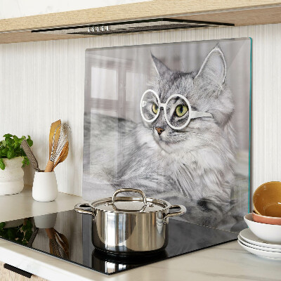 Glass chopping board Cat with glasses