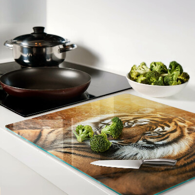 Glass chopping board Tiger in the sun