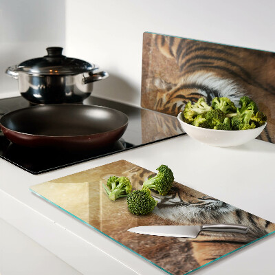 Glass chopping board Tiger in the sun