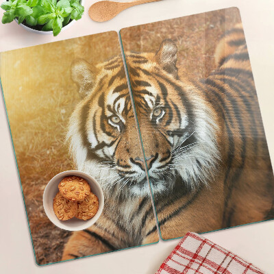 Glass chopping board Tiger in the sun