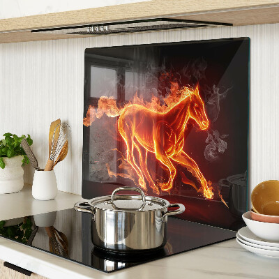 Glass kitchen board Burning horse