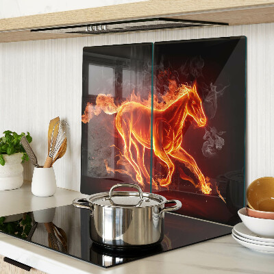 Glass kitchen board Burning horse