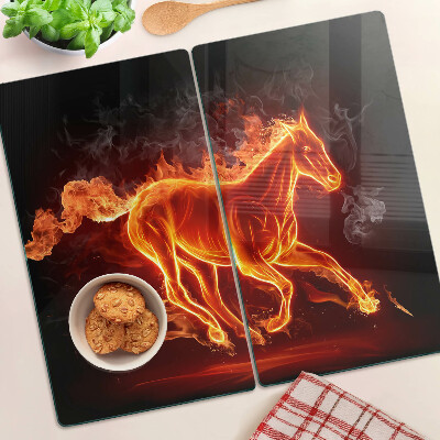 Glass kitchen board Burning horse