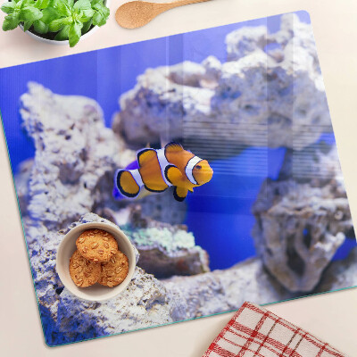 Glass chopping board Clownfish among the rocks