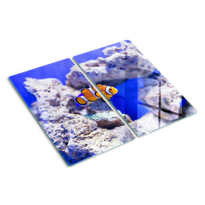 Glass chopping board Clownfish among the rocks