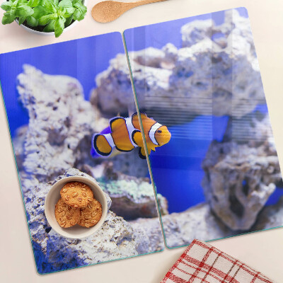 Glass chopping board Clownfish among the rocks