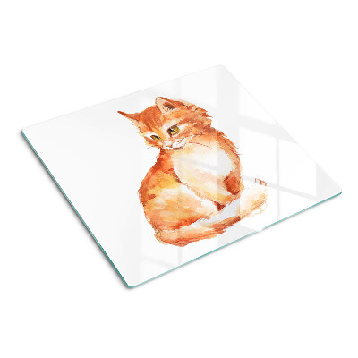 Glass kitchen board Drawing of a ginger kitten