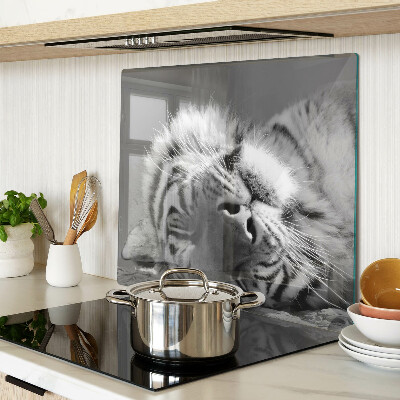 Glass chopping board Tiger in black and white