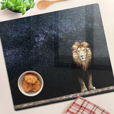 Glass kitchen board The lion and the sky full of stars