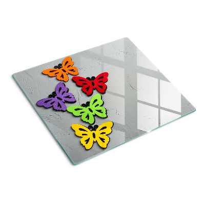 Glass chopping board Colorful butterflies motif