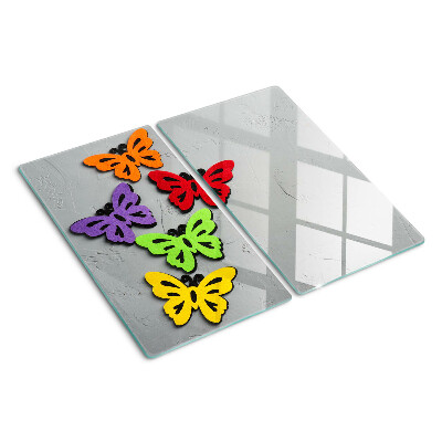 Glass chopping board Colorful butterflies motif