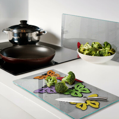 Glass chopping board Colorful butterflies motif