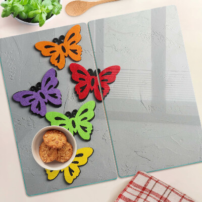 Glass chopping board Colorful butterflies motif