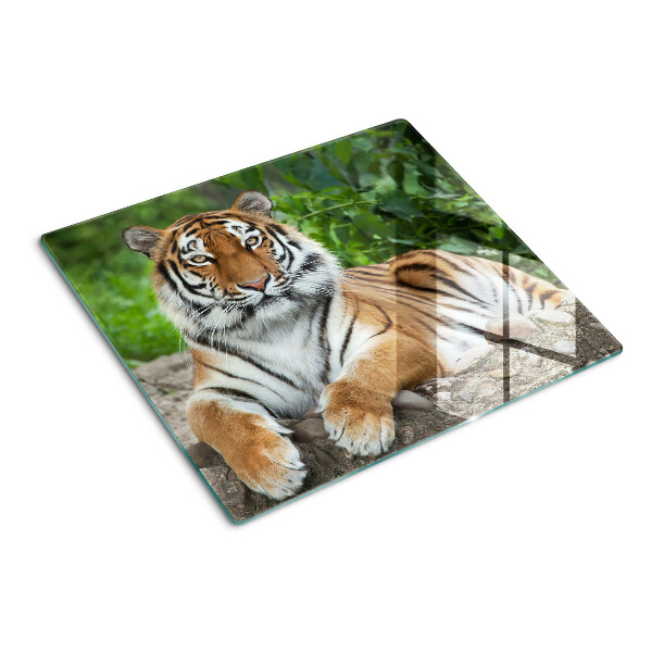 Glass chopping board Tiger in its natural habitat
