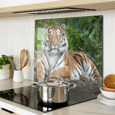 Glass chopping board Tiger in its natural habitat