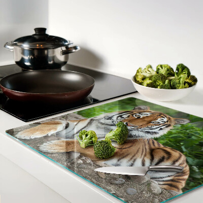 Glass chopping board Tiger in its natural habitat