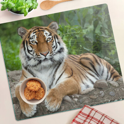Glass chopping board Tiger in its natural habitat