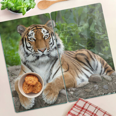 Glass chopping board Tiger in its natural habitat