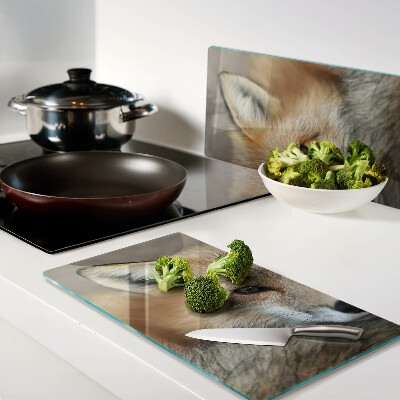Glass chopping board Young red fox