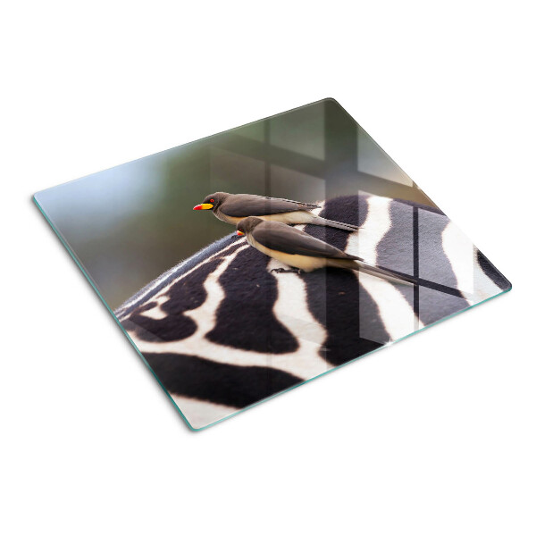 Glass kitchen board Birds on a zebra