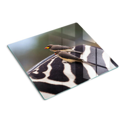 Glass kitchen board Birds on a zebra
