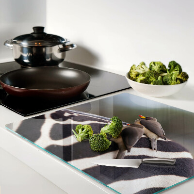 Glass kitchen board Birds on a zebra