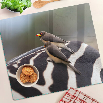 Glass kitchen board Birds on a zebra